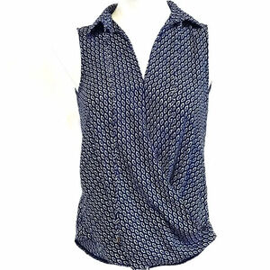 RIVER ISLAND | Navy Blue Surplice Faux Wrap Small